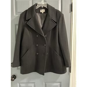 Mario De Pinto MDP Pea Coat Vintage Womens Size L/XL* Black Wool Blend Classic